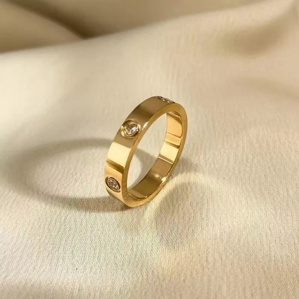 18K Gold Plated Wedding Band Ring*Solitaire Simulated Diamond*Promise Ring*LW